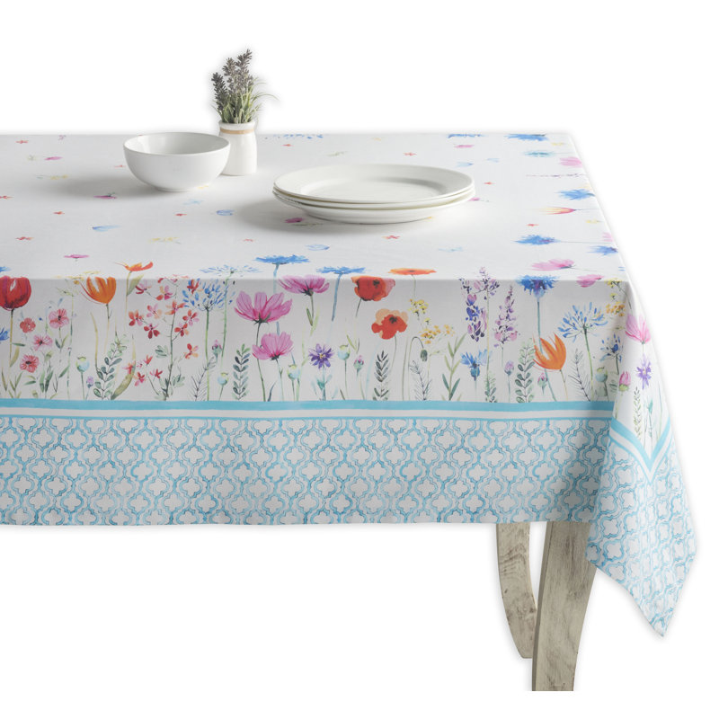 Floral 100% Cotton Square Tablecloth, 60" L x 60" W