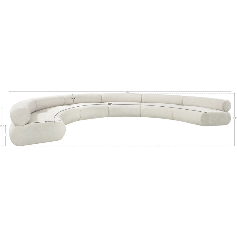 Canapé modulaire rembourré Bale, Tissu chenille crème