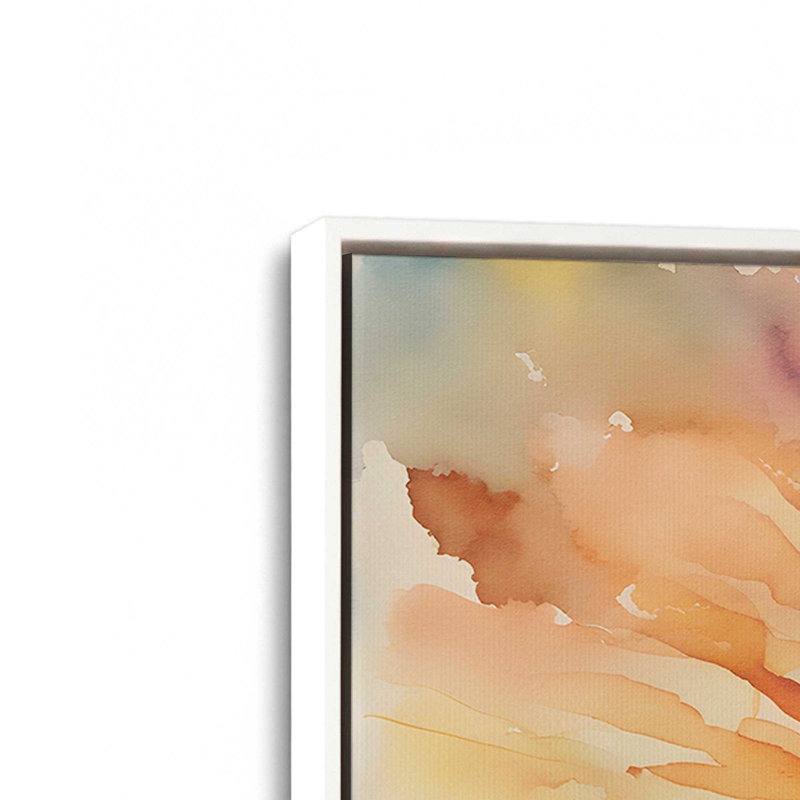 Fleurs et lueur du lever du soleil , H 8,75 po x l 12,75 po x P 1,75 po, Cadre flottant blanc opaque, 1