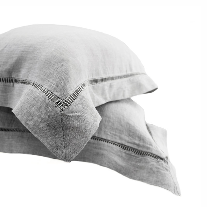 Aubria Linen Sham, Standard, Gray