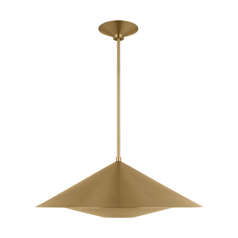 Kelly Wearstler Echo 1 Light Dining Room Pendant With Sandblast Inside Clear Outside Shade, Burnished Brass
