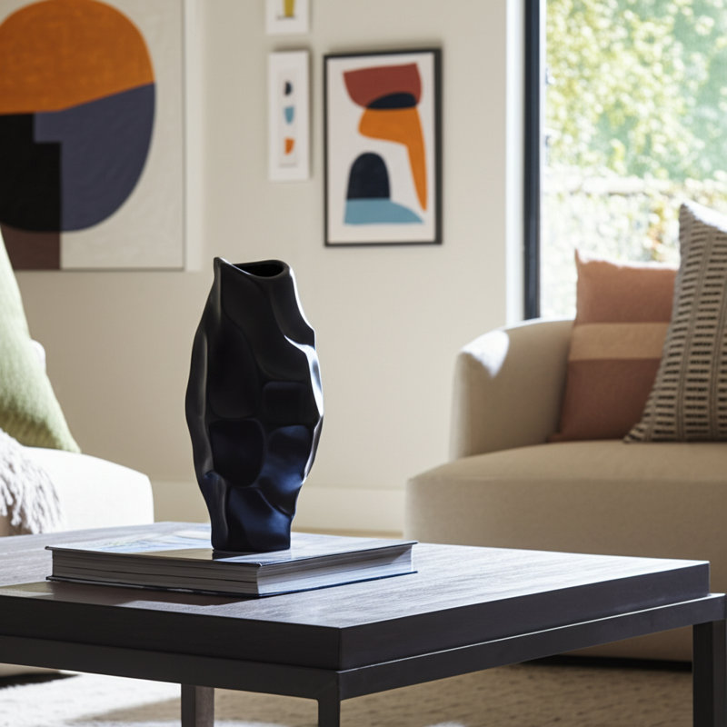 Antwerp Handmade Table Vase, Black, 17" H x 8" W x 8" D