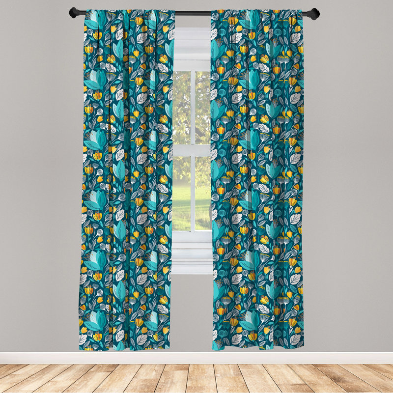 Floral Semi-Sheer Rod Pocket Curtain Panels, 28" x 63"