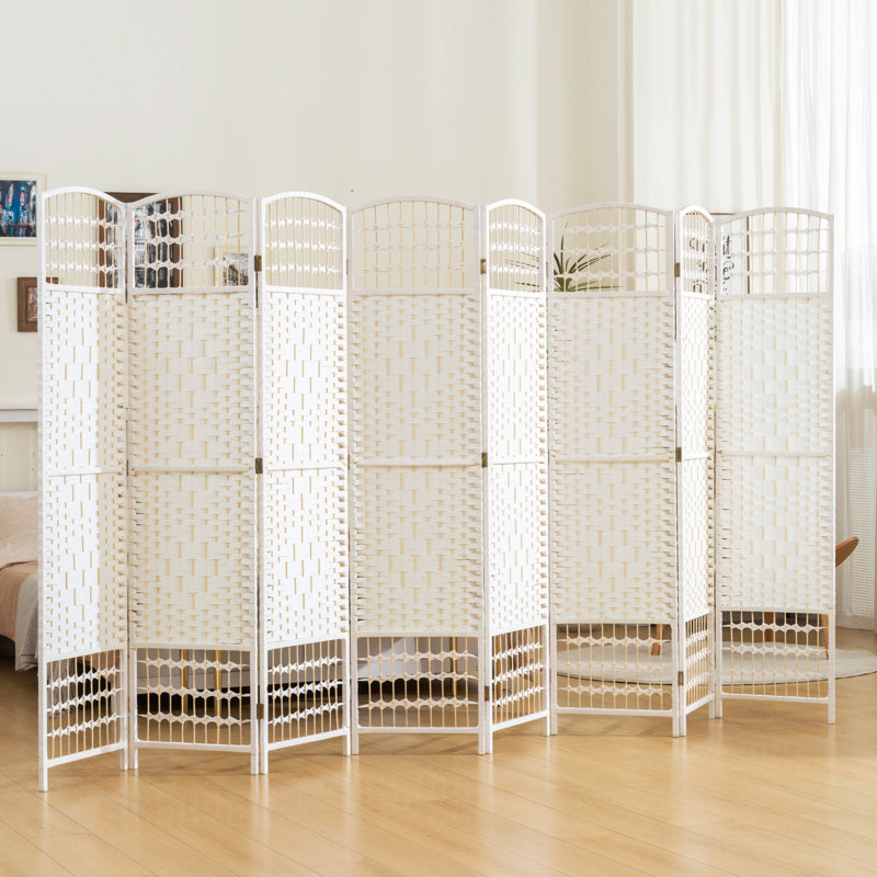 Cloison de cloison pliante à 8 panneaux pour cloisons pliantes portable, 8, 67" H x 126" W x 0.5" D, White