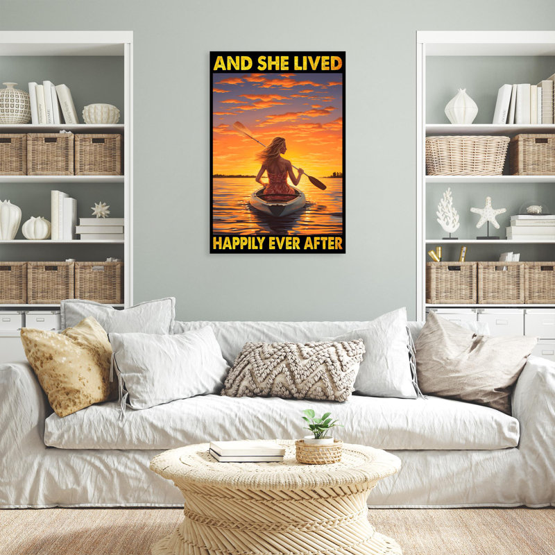 «Kayake And She Lived Happily», reproduction d'art graphique sur toile tendue, H 20 po x l 16 po x P 1,25 po