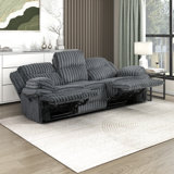 Melita 95"Wide Pillow Top Arm Corduroy Upholstered Manual Double Reclining Sofa