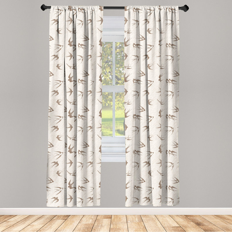 Birds Semi-Sheer Rod Pocket Curtain Panels, 28" x 95"