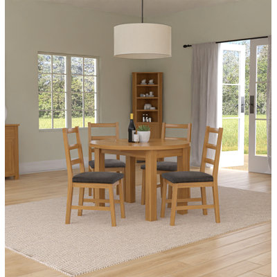 Hatcher 4 -Person Drop Leaf Oak Solid Wood Dining Set