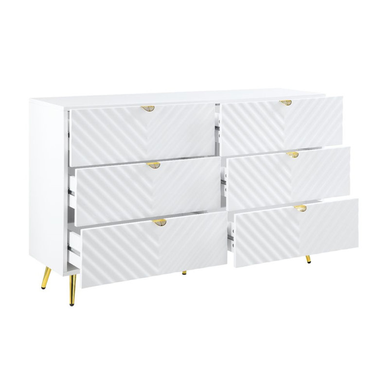 Commode 6 tiroirs Gaines, Blanc