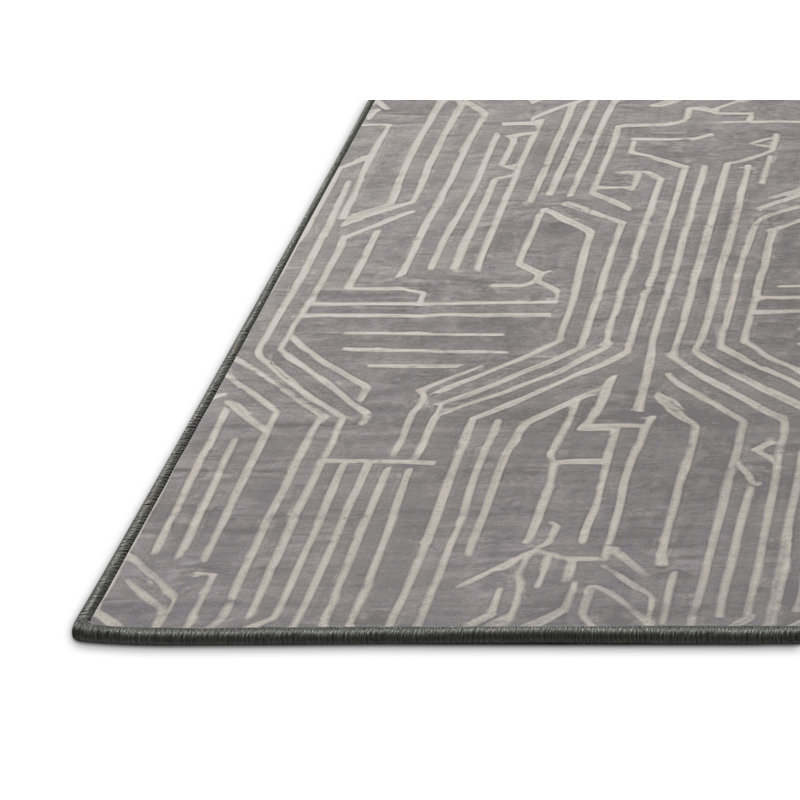 Tapis gris soyeux et moelleux, Rectangle 7 pi x 10 pi