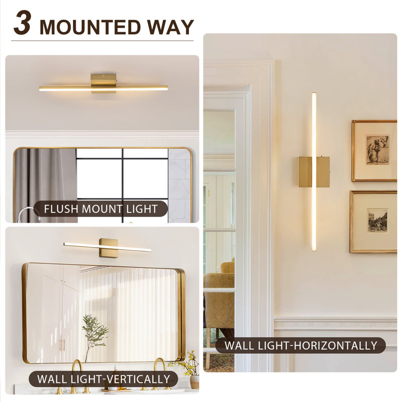 LED Flush Mount Ceilling Light, Gold
