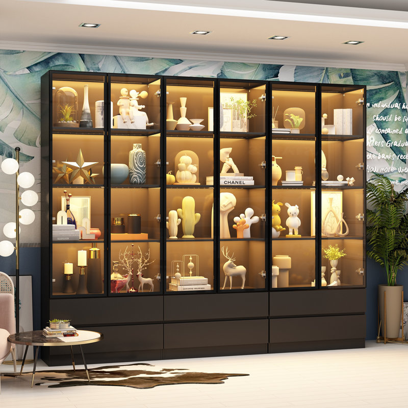 78.7 H x 63 W 6 Drawers Curio Cabinet Display Case