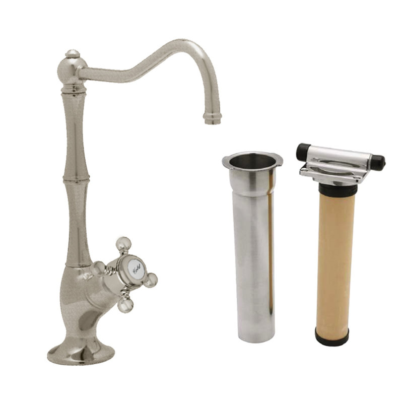 Acqui® Filter Single Handle Kitchen Faucet, Polished Nickel, Metal mini cross