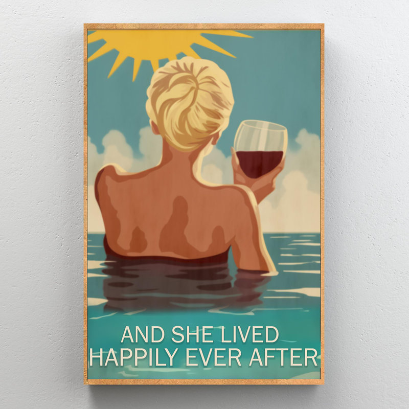 «Swim And She Lived Happily» - 1 pièce rectangulaire «Swim And She Lived Happily» sur toile, H 20 po x l 16 po x P 1,25 po