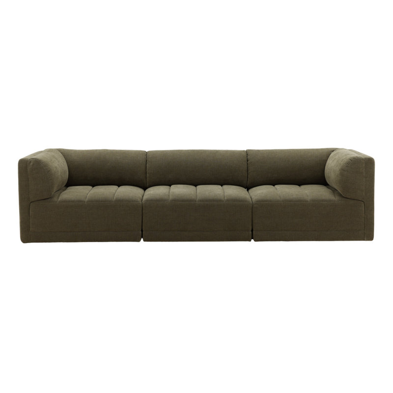 Magda 113" Wide Upholstered Sofa, Terracotta, Olive