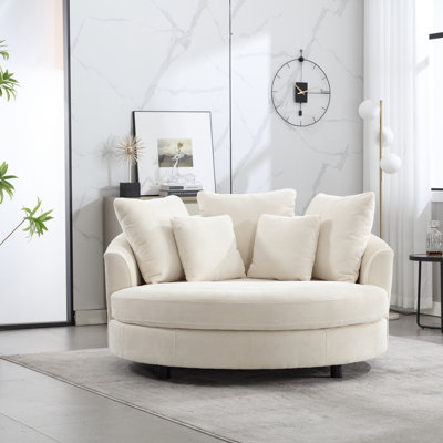 Oversized Slipcovered Accent Barrel Chair