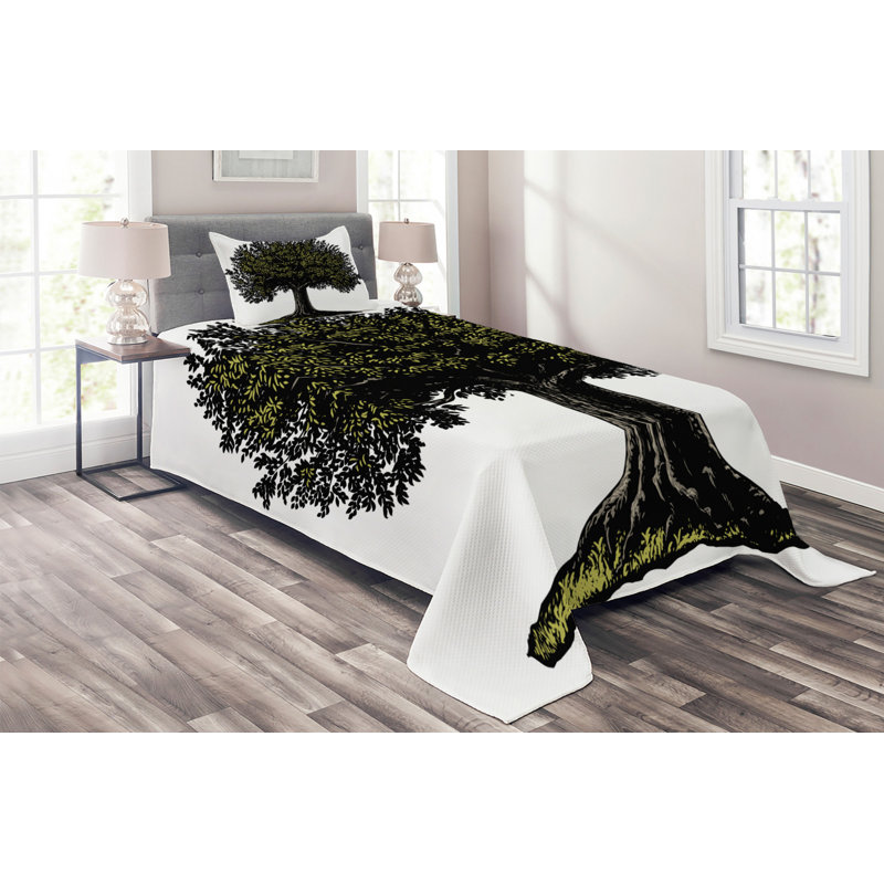 Hypnotic Traditional Polyester Coverlet, Twin Bedspread + 1 Sham