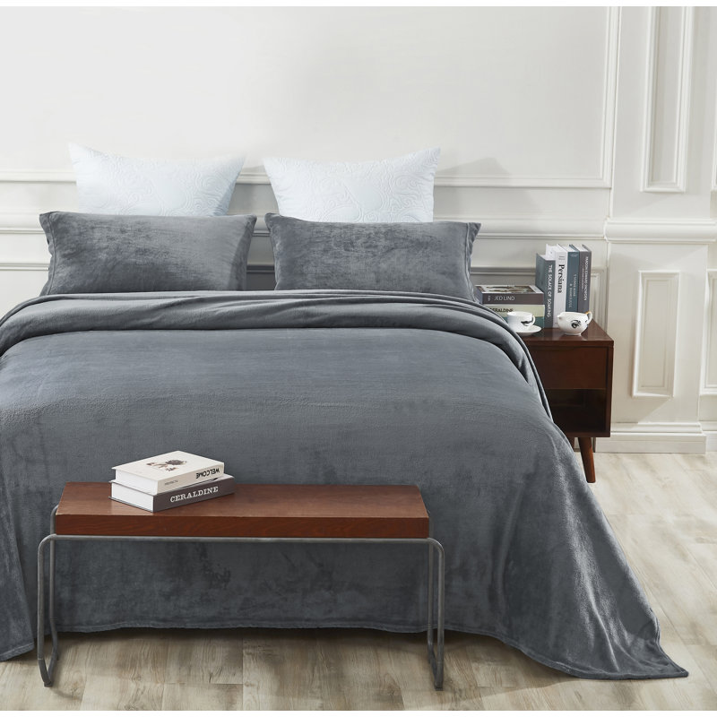  Ensemble de draps, Ensemble de draps pour très grand lit californien, Gris acier