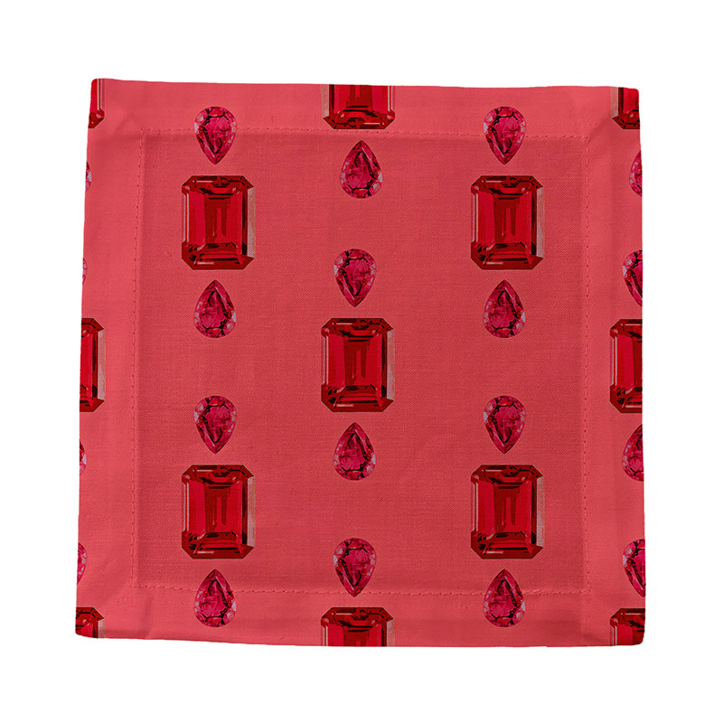 Gem Rubys Cotton Sateen Cocktail Napkins, Crimson