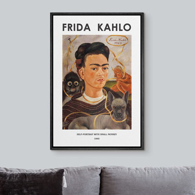 Classical Artwork " Self-Portrait With Small Monkey " by Frida Kahlo
