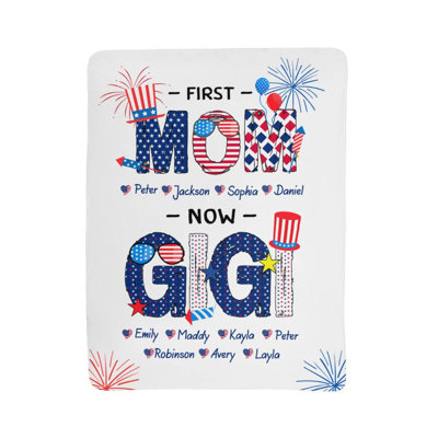 Personalized First Mom Now Gigi Sherpa Blanket with Names