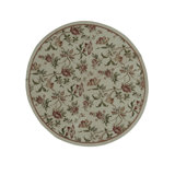 Hand-Knotted High-Quality Ivory, Green, and Red Round Area Rug
