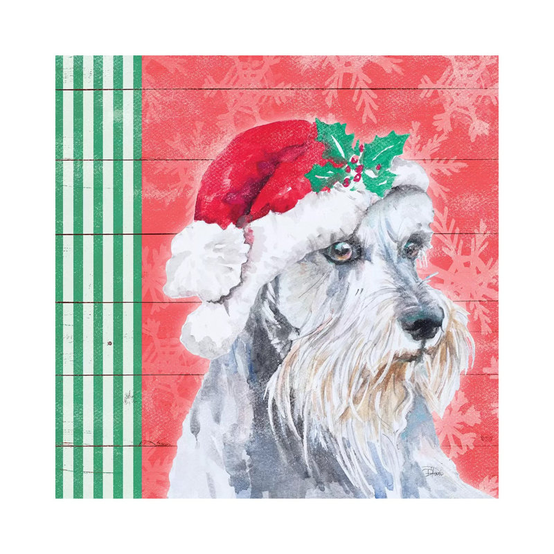 "Holiday Puppy V" par Patricia Pinto, reproduction d’art, Toile tendue, Pas de tapis, H 37 po x l 37 po x P 1,5 po