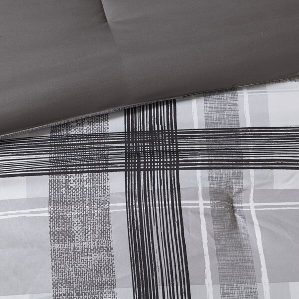 Ebern Designs Erler Modern & Contemporary Microfiber Plaid Comforter ...