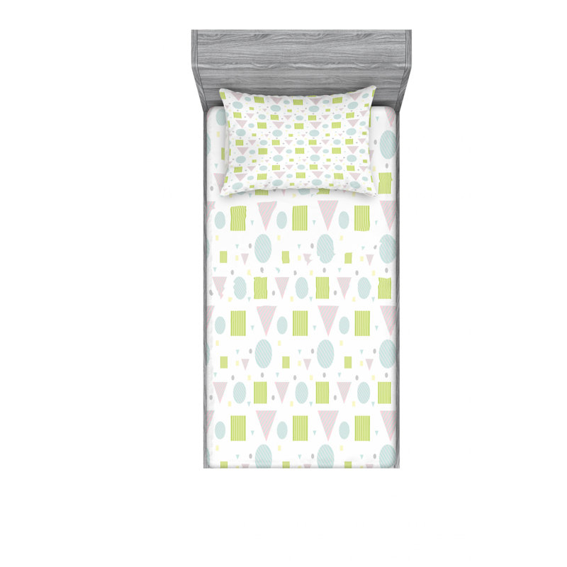 Microfiber Geometric Sheet Set, Twin Sheet Set with Fitted Sheet