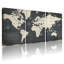 Ensemble de 3 impressions sur toile rétro carte du monde sur bois-1298556335