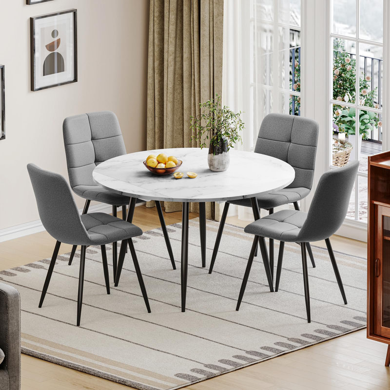 4 - Person Dining Set, White, Grey
