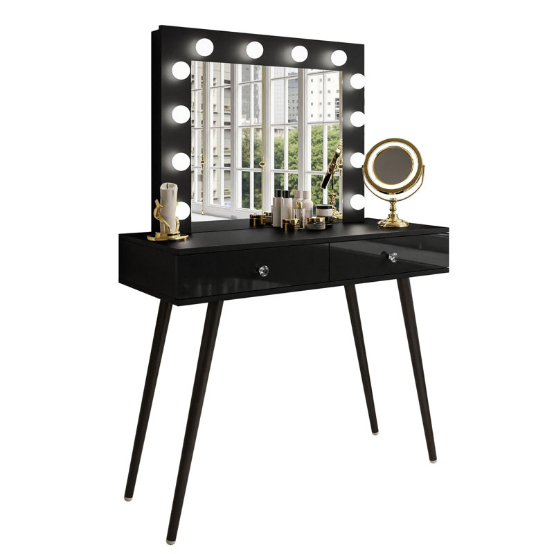 Antonius Dressing Table with Mirror, Black