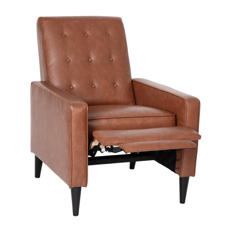 Faux Leather Recliner, Cognac Faux Leather