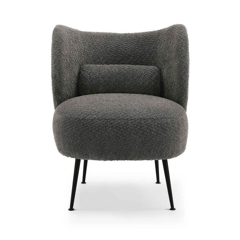 Emiline 61Cm Wide Barrel Chair, Grey Bouclé