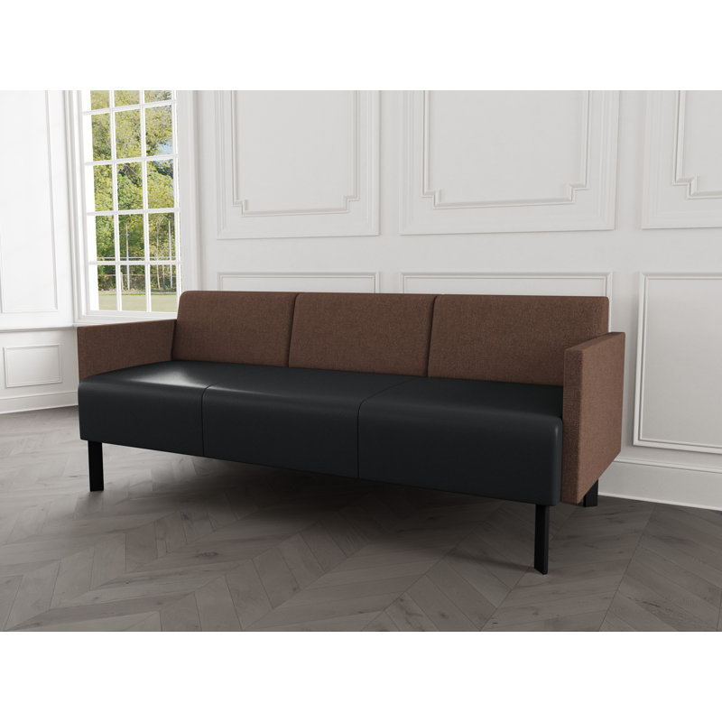 Luxe Lounge Reception Sofa, Black Steel, Archetype Cafe/Modena Graphite