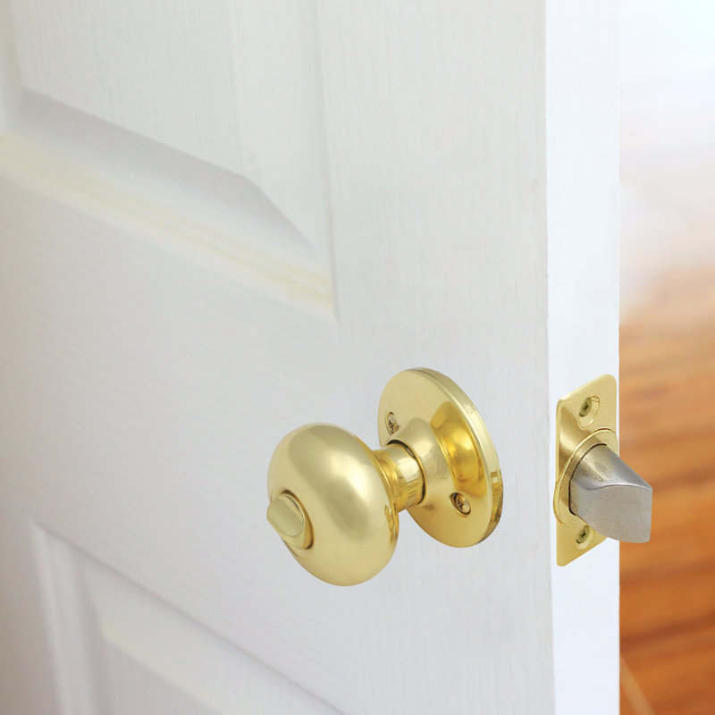 Cambridge Privacy Bed/Bath Door Knob, Polished Brass