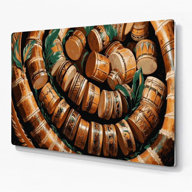 Hawaiian Hawaiian Drums, art mural en métal brun, H 12 po x l 18 po
