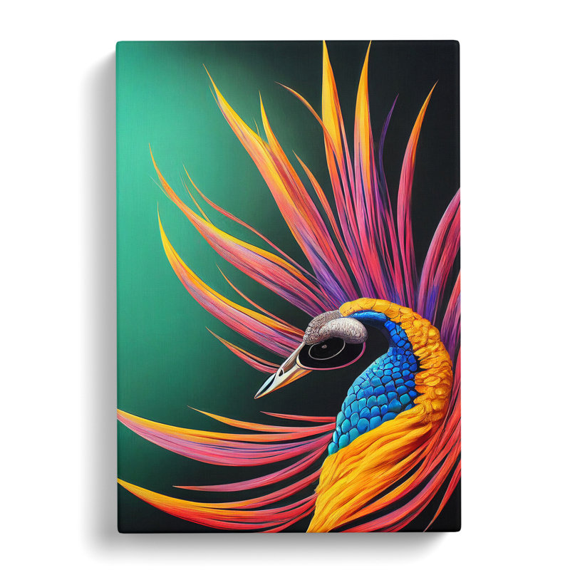 Bold Peacock Art No.5 - Wrapped Canvas, 60cm H x 40cm W x 3cm D