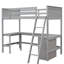 Lit mezzanine simple gris avec bureau polyvalent et tablettes, rehausser l'esthétique de votre chambre à coucher, bois de pin, aire de repos et tablettes confortables - gris, optimisation de l'espace pour les espaces compacts, cadre, idéal