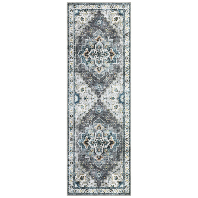 Luecke Washable Oriental Rug, Tapis de couloir 2 pi x 6 pi