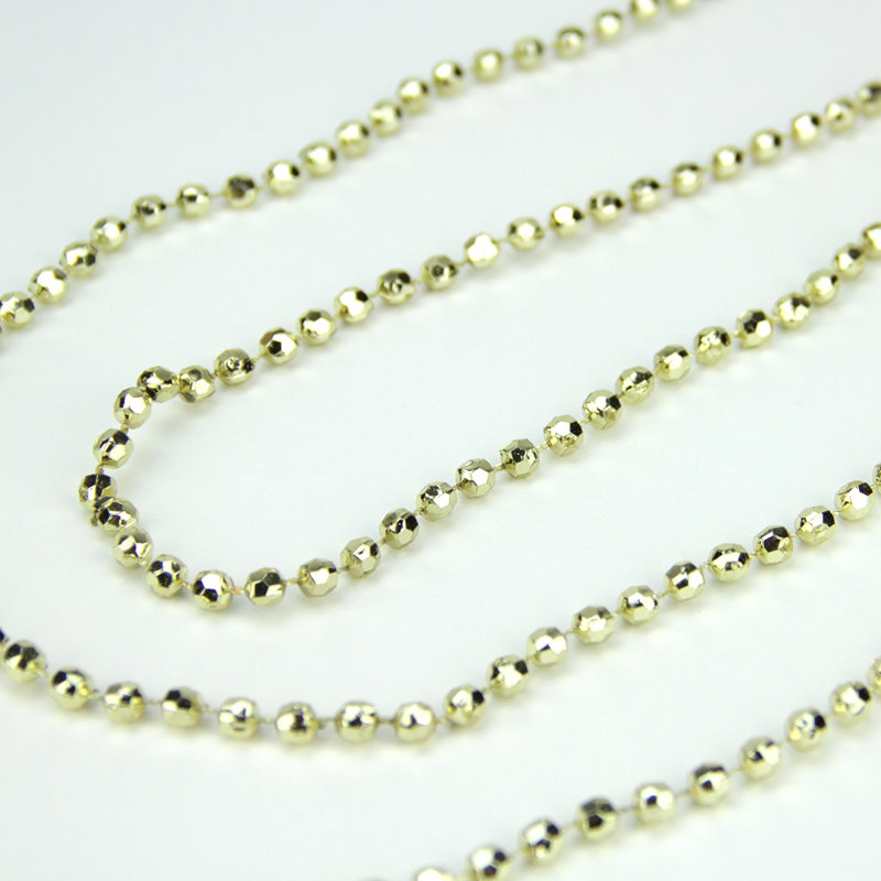 Guirlande de Noël brillante à perles métalliques, Doré céleste métallique