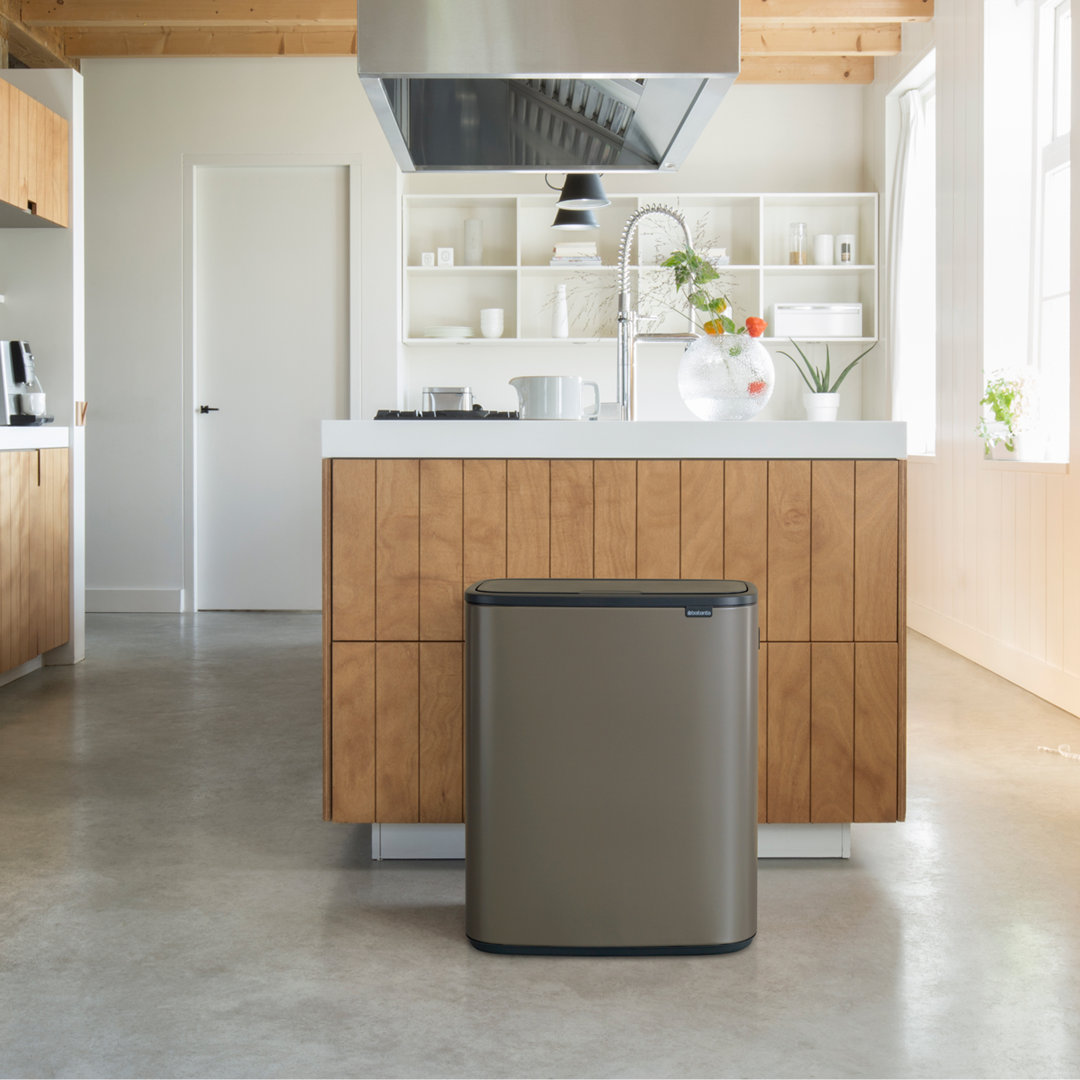 Brabantia Bo Touch Large Kitchen Waste Recycling Bin 60L - Platinum (Dent) - Image 2