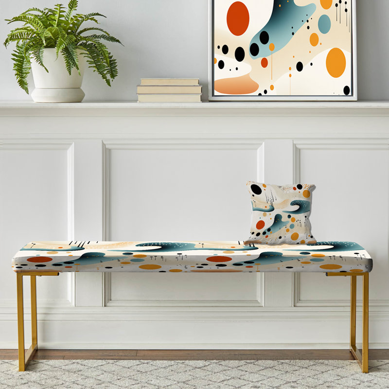 Organic Minimalism - Geometric Upholstered Gold Bench