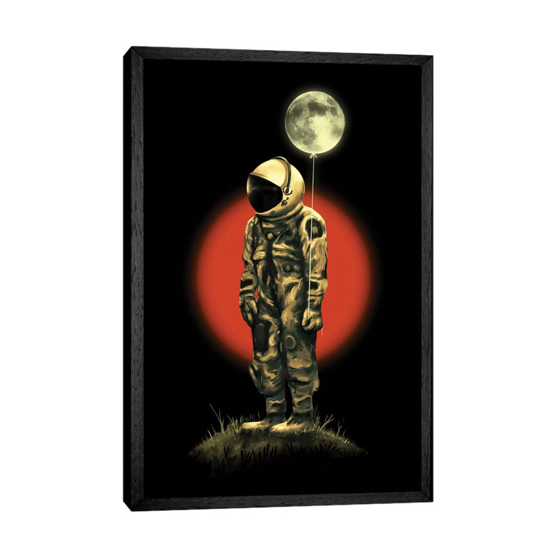 Fly Me To The Moon by Nicebleed - Print on Canvas, Black Framed, 101.6cm H x 66.04cm W x 3.81cm D