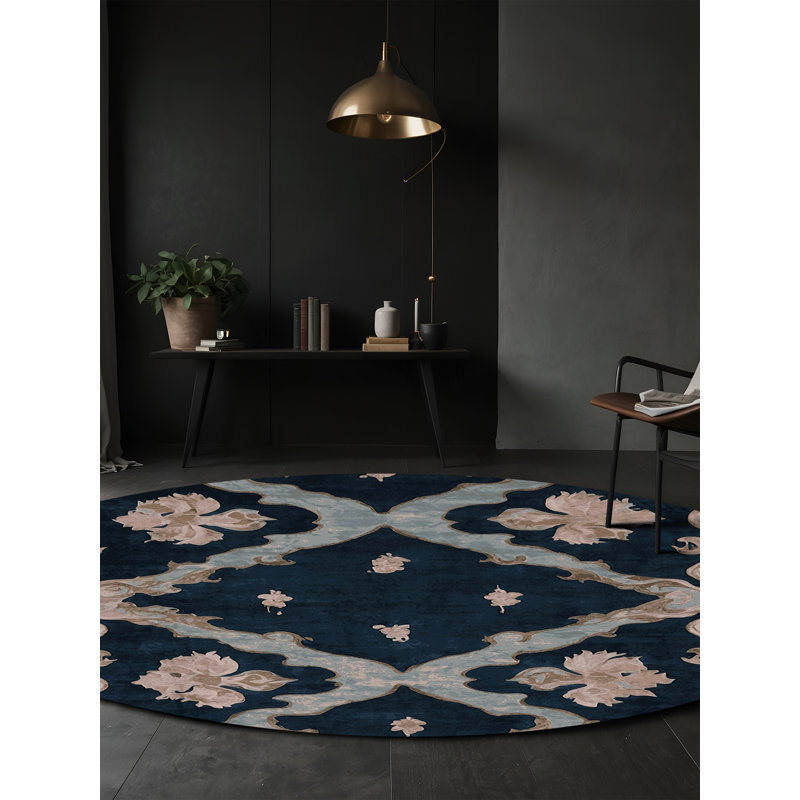 Machine Washable Gray Area Rug, Round 6'