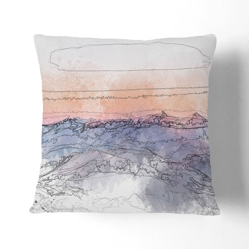 Light over the Mountains Sketch Cushion with Filling, 55cm H x 55cm W x 20cm D