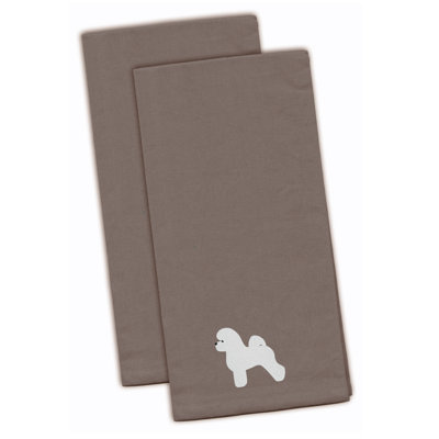 Serviette à thé de cuisine brodée bichon bichon frisé