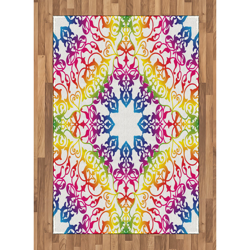 Ethnic High Density Long Fiber Poly Threads Decorative Area Rug Carpet, Rectangle 4' x 5'8"