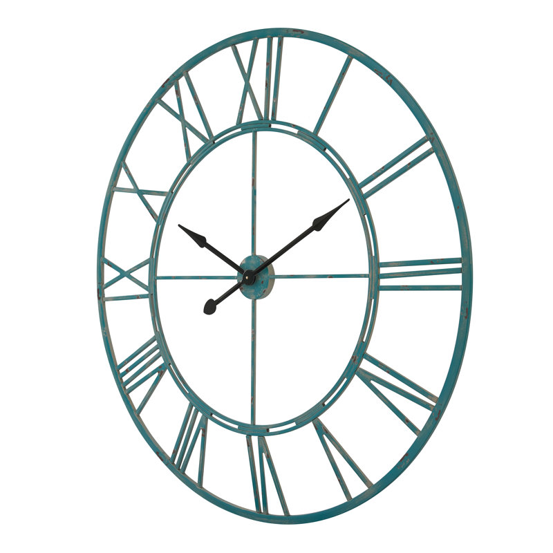 Oversized Roman Round Wall Clock, 43.5 Diameter, Sea Green