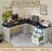 Farmhouse L Shaped Executive Desk With Drawers And Storage Shelf-1400411993